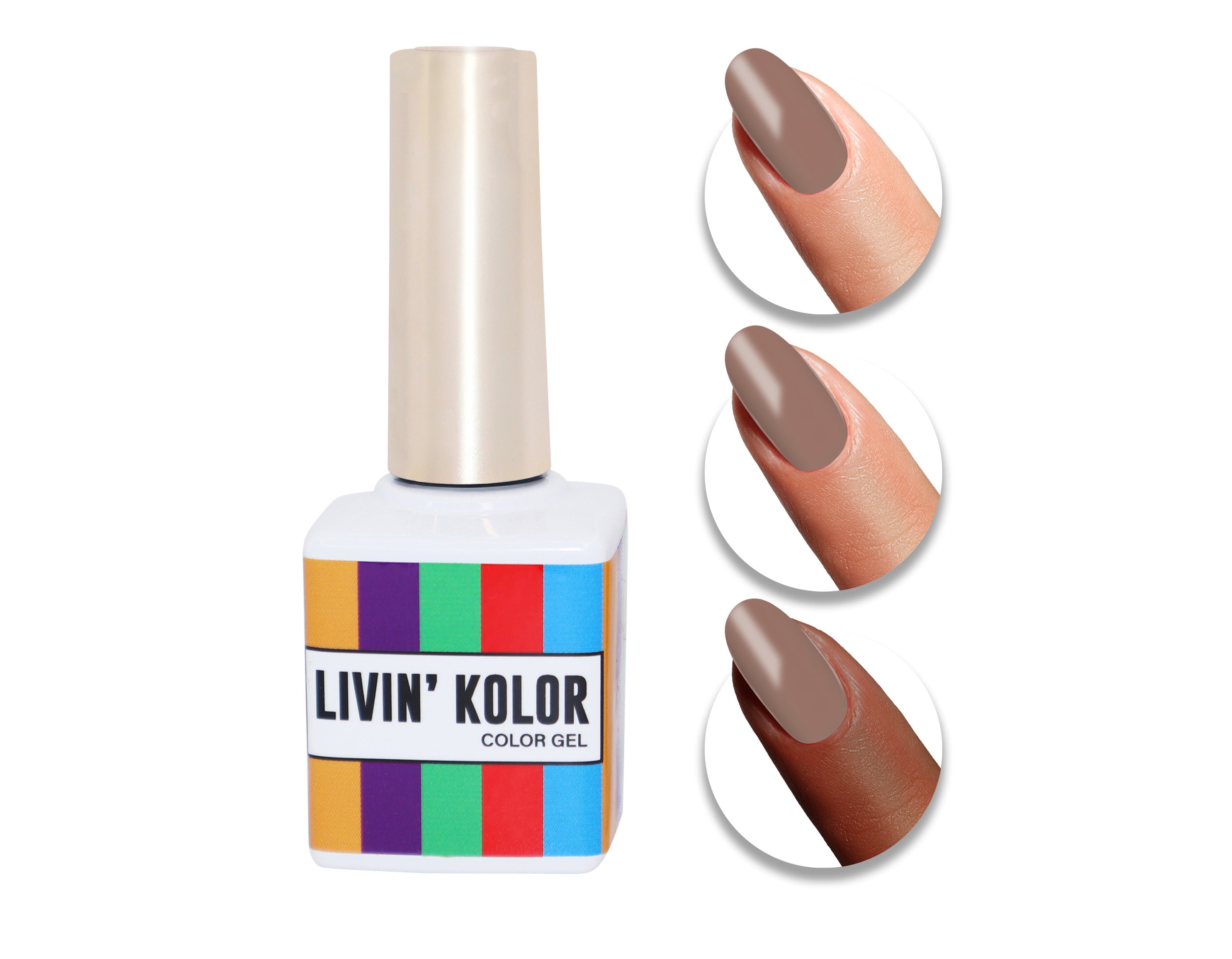 nail polish swatch on woman fingers- nude brown