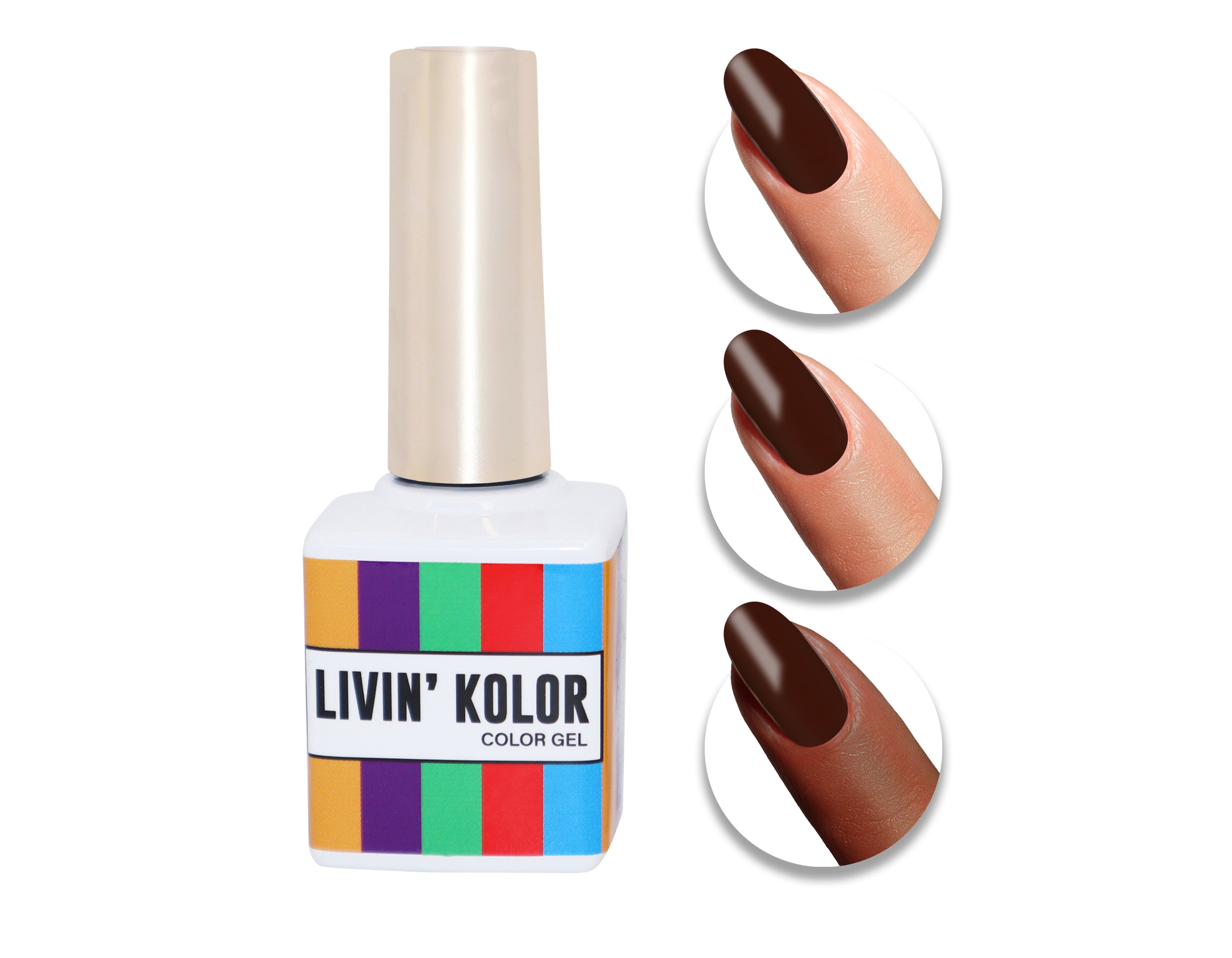 nail polish swatch on woman fingers- sheer brown