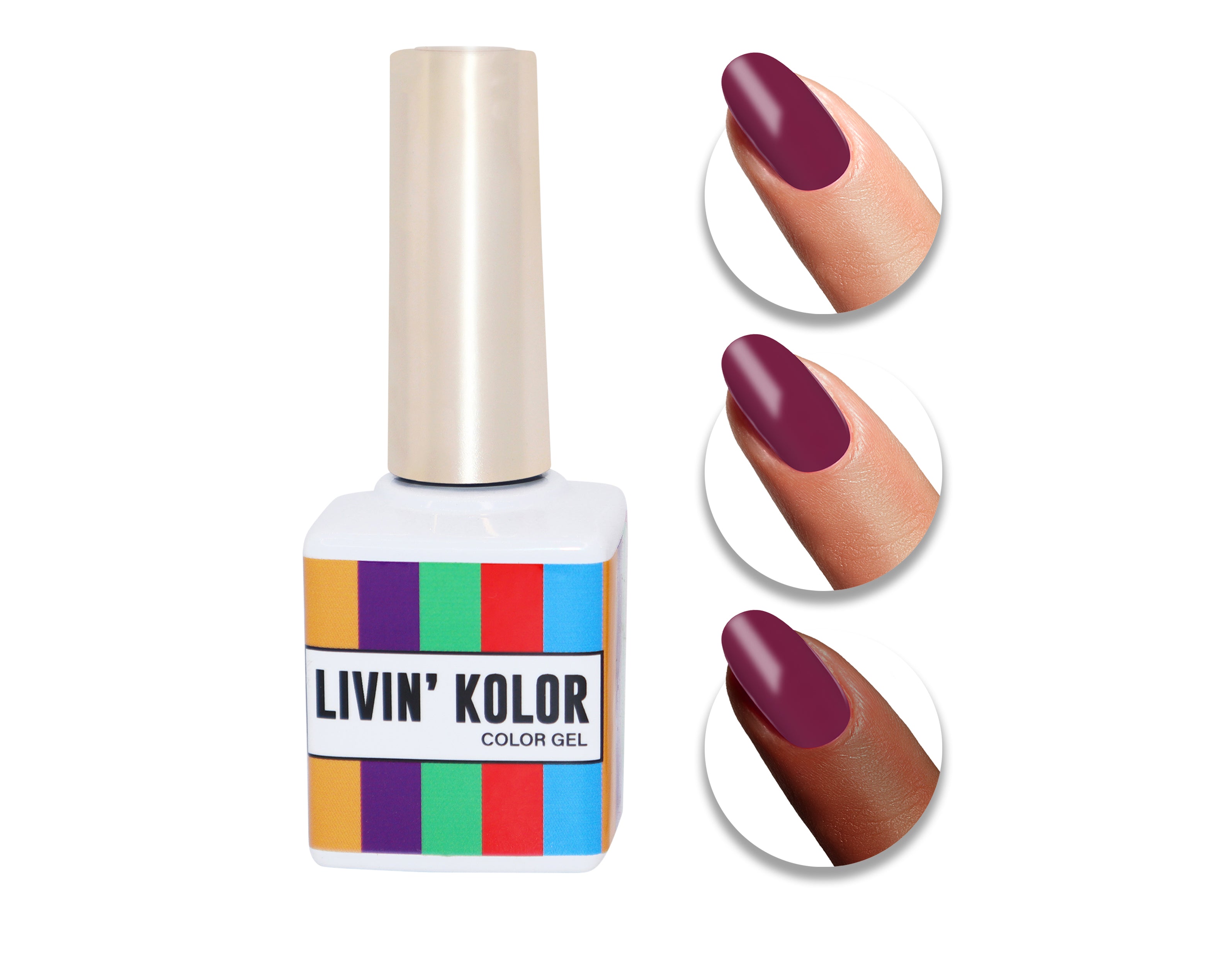 nail polish swatch on woman fingers- purplish red