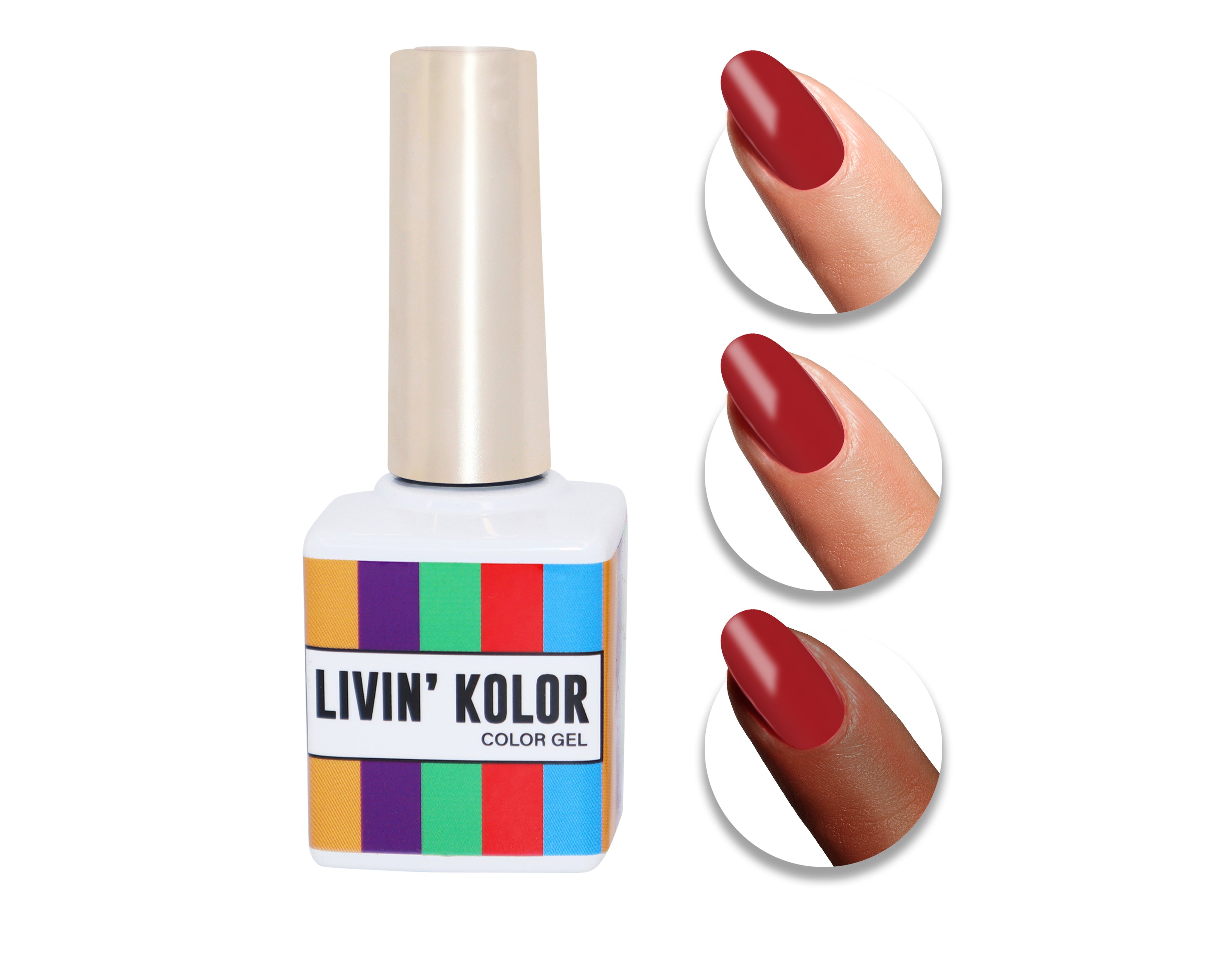 nail polish swatch on woman fingers- coral red