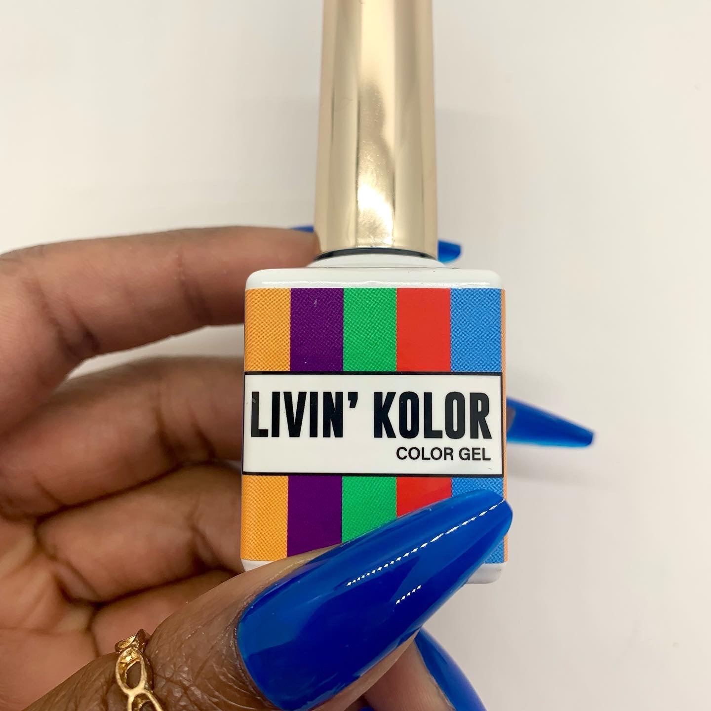 blue gel polish on press ons- nipsey blue