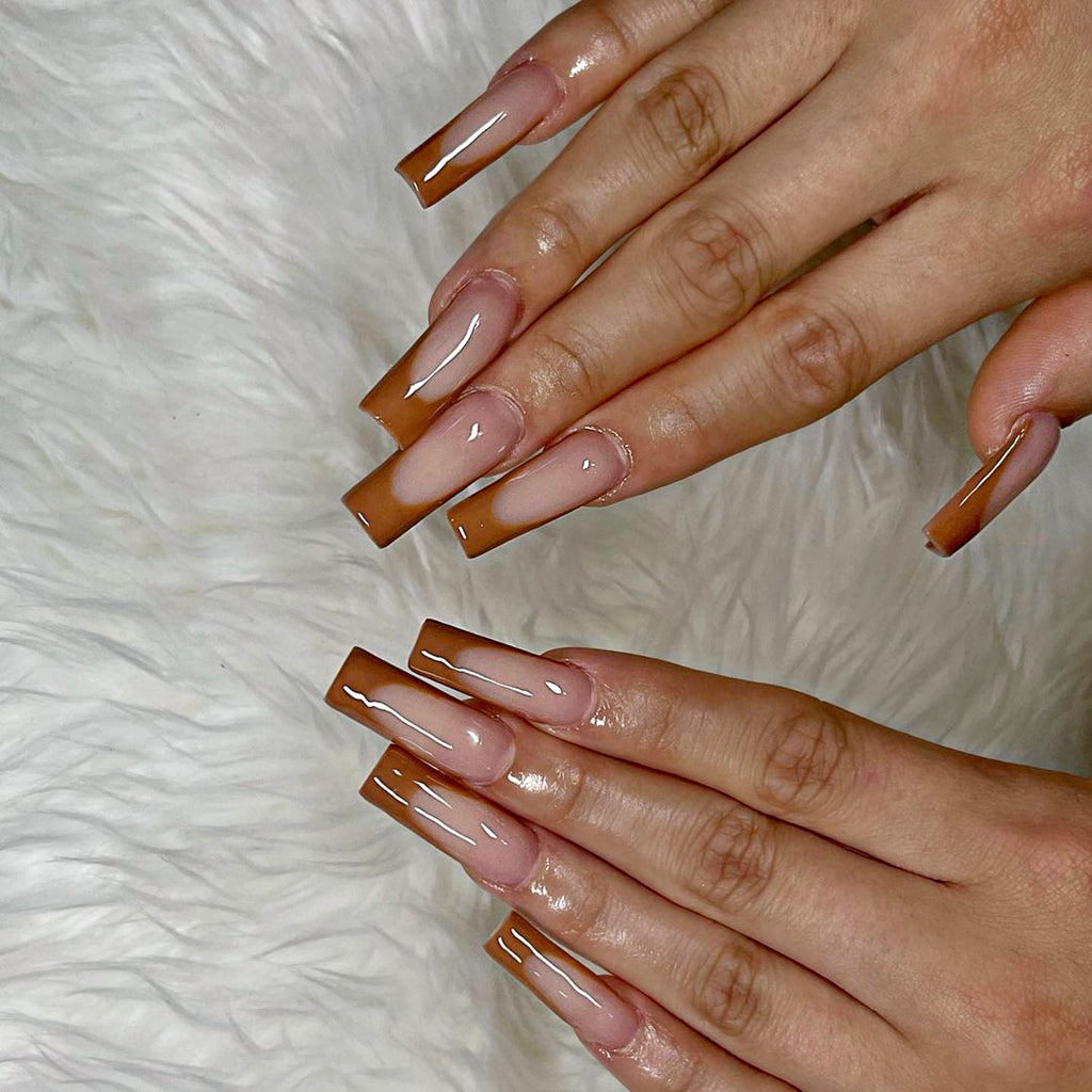 light brown gel nail polish- french tips