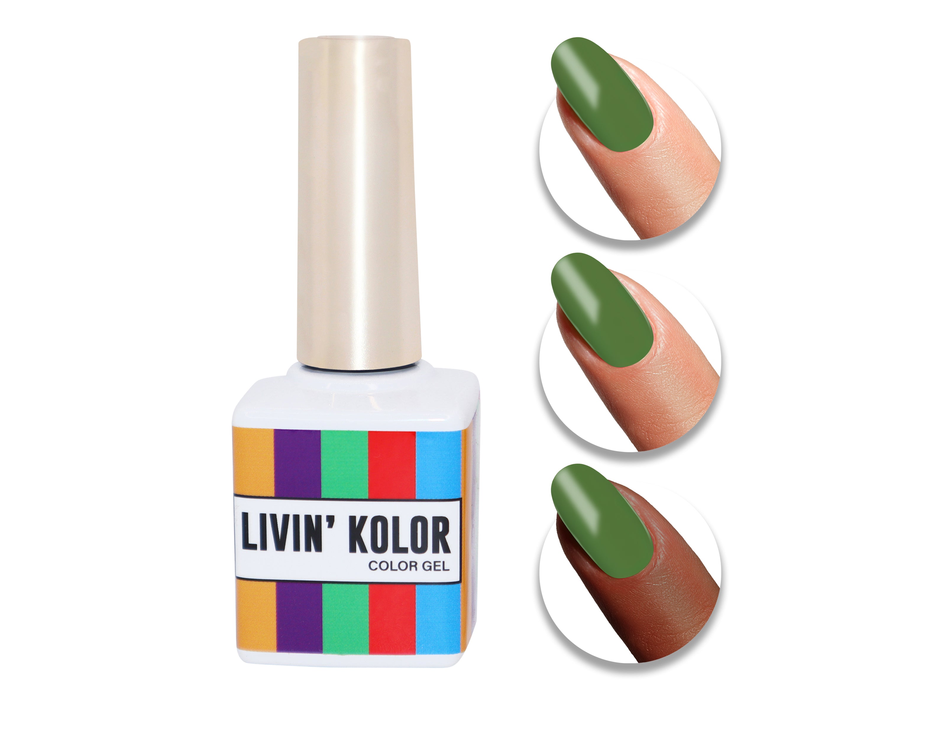 nail polish swatch on woman fingers- olive green