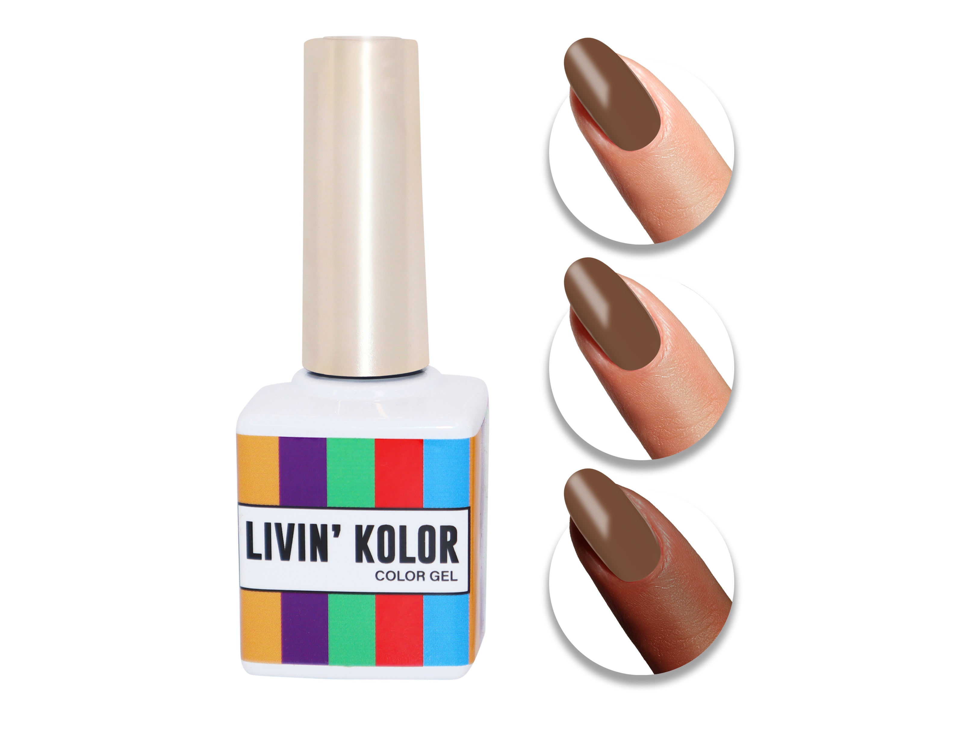 nail polish swatch on woman fingers- brown