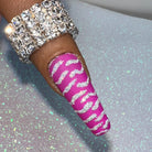 fuschia pink and purple. Matte nail