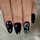 black gel polish with white airbrush