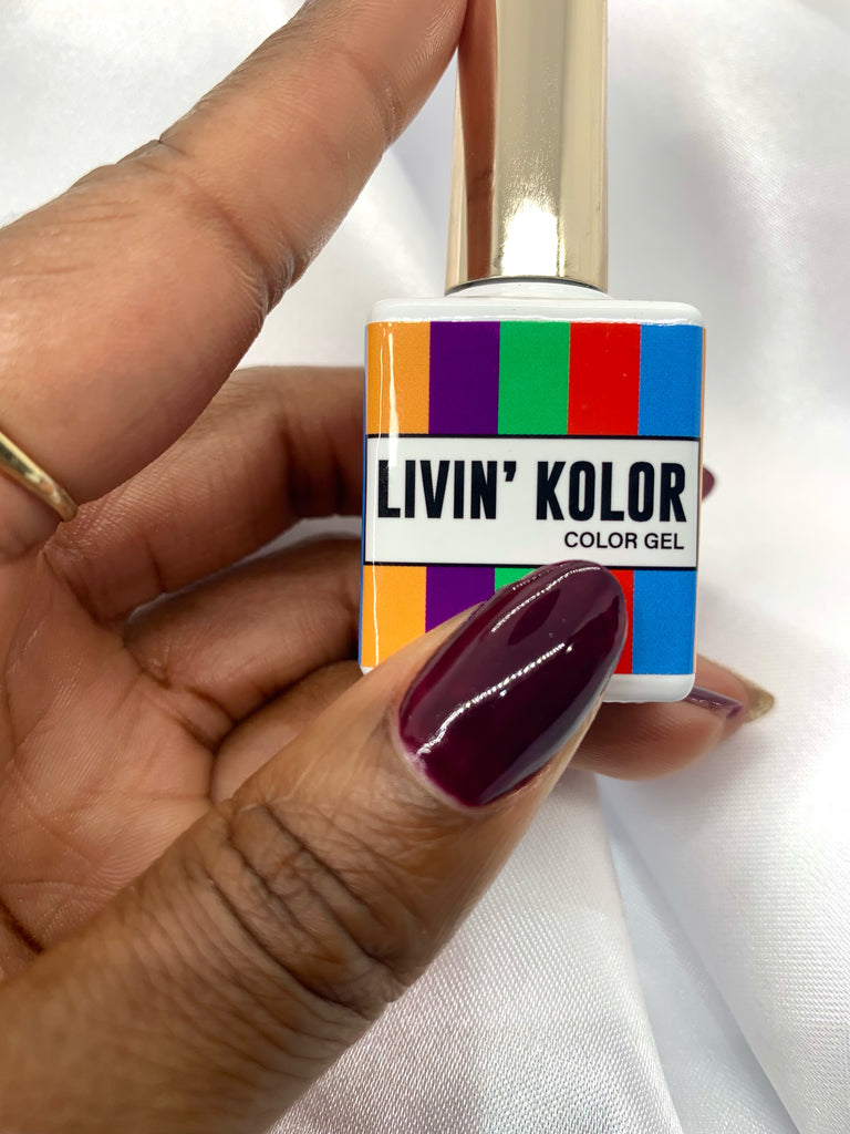 plum purple gel polish on natural nails