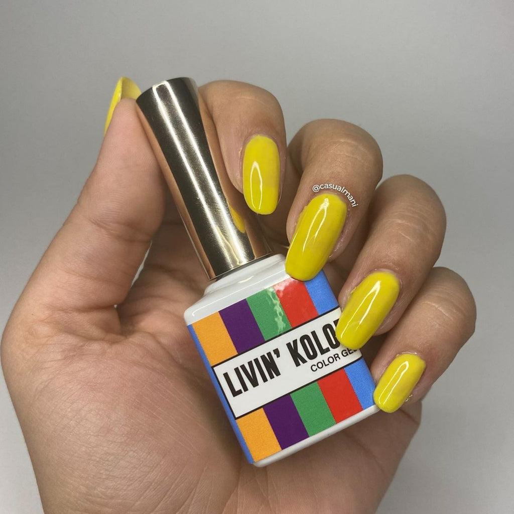 dark summery yellow gel polish for nails