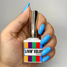 baby blue gel polish on natural nails